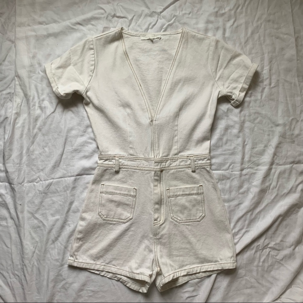 white denim romper